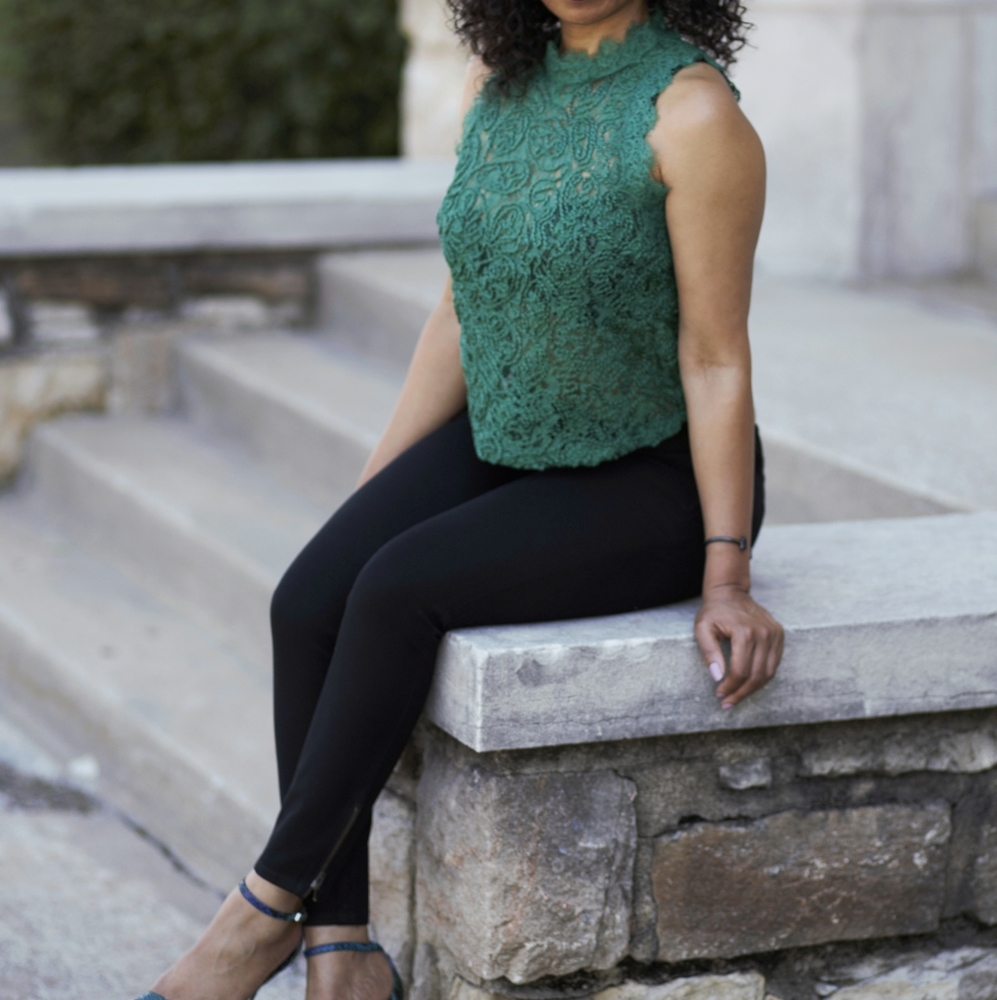 Green, Lace Zara shell
